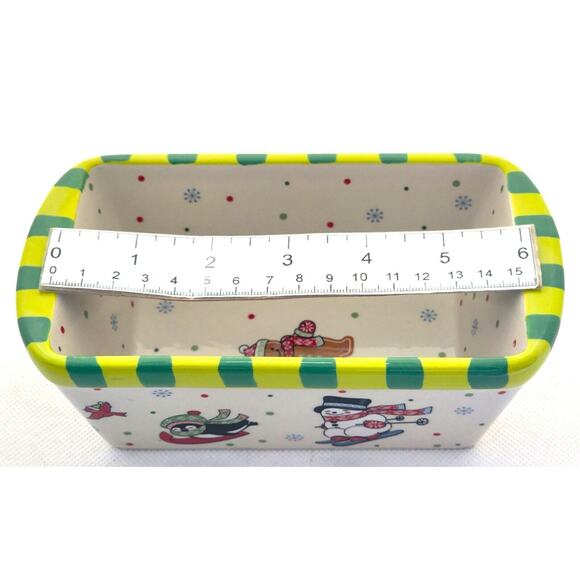LOAF BAKING DISH-TEMP-TATIONS-Ceramic-Snowman-Penguin-Bird-Holiday Theme-Small - Picture 7 of 9